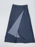 Deep Slit Wrap Denim Long Skirt