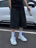 Graffiti denim half pants