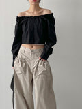 Beans Off-Shoulder Crop Blouse