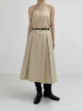 [Belt set] Pleated Bustier Long One Piece