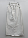 Deep Slit Cotton Long Denim Skirt