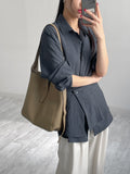 [Skirt SET] Basil Wrap Loose-Fit Shirt