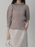 [Premium] Pleated Polum High Neck T-Shirt
