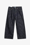 Indigo embossed denim pants
