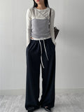Color Matching Stripe Banding Wide Pants