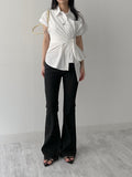 Striped Low Bootcut Denim Pants