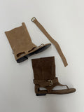Folding Suede Open Toe Ankle Boots