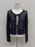 Ribbon Crochet Punching Knit Cardigan