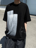 Dark Black Brush Half T-shirt