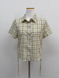 Tartan Check Shirring Short Sleeve Shirt
