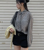 Dot See-Through Loose-Fit Shirt