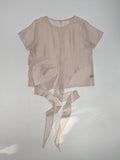 Blooming Wrap See-through Short Sleeve Blouse