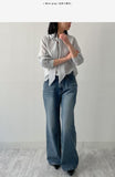 Pastel Tie See-Through Blouse