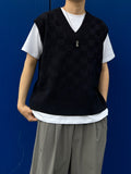 Checker Pattern Knit Vest