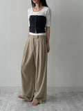 Log High Waist Wide Slacks