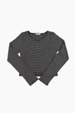 Bane stripe henley crop tee