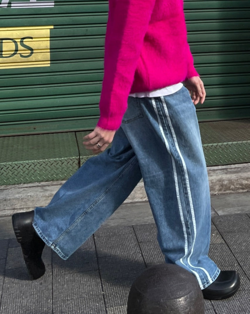 【KOOLOSET】Track Line Wide Denim KOOLOSET (クロゼット) - トラックラインワイドデニム / Track