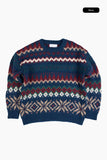 Nordic pattern round neck knit
