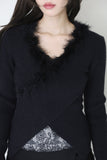 Ari fur V-neck knit