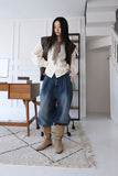 suede shirring boots