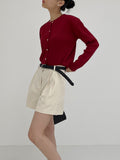 Bed pintuck cotton short pants