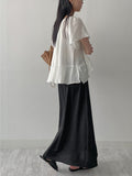 Banding Satin Long Skirt