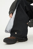 Incision snap cover wide denim pants