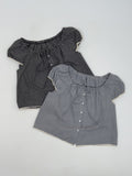 Lace Check Cap Sleeve Blouse