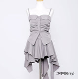 Queen's Shirring Bustier + Unbalanced Flare Skirt Set