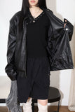 Leather padded jumper