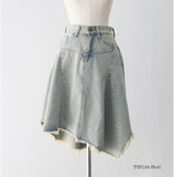 Reneck denim unbalance skirt
