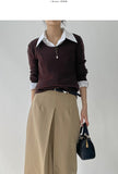[Plan] Kissing Ribbed U-neck Knit T-shirt