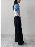 D-Ring Two Tuck Long Wide Slacks