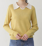Classic Color Matching Collar Knit