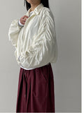Shirring Raglan Nylon Jumper