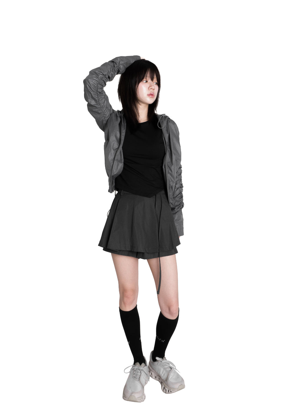 【WOOHWA】SHIRRING HIGHNECK WINDBREAKER WOOHWA (ウーファ) - シャーリングハイネックウインドブレーカー