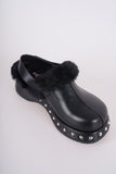 fur stud mule