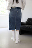 Work Cargo Denim Skirt