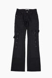 Buckle dyeing slim denim pants