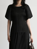 [Premium] Eileen Cut Pleated Short Sleeve T-shirt