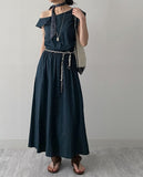 Cliff Unbalanced Denim Long One Piece