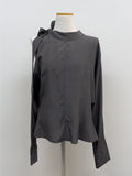 Eve One-Shoulder Pintuck Blouse