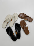 Stitched Leather Flip-flops Slippers