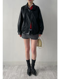 Verdi Flap Overfit Leather Blouson