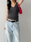 Ruffle V-Neck Sleeveless Top