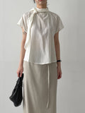 Ab Tie Short Sleeve Blouse