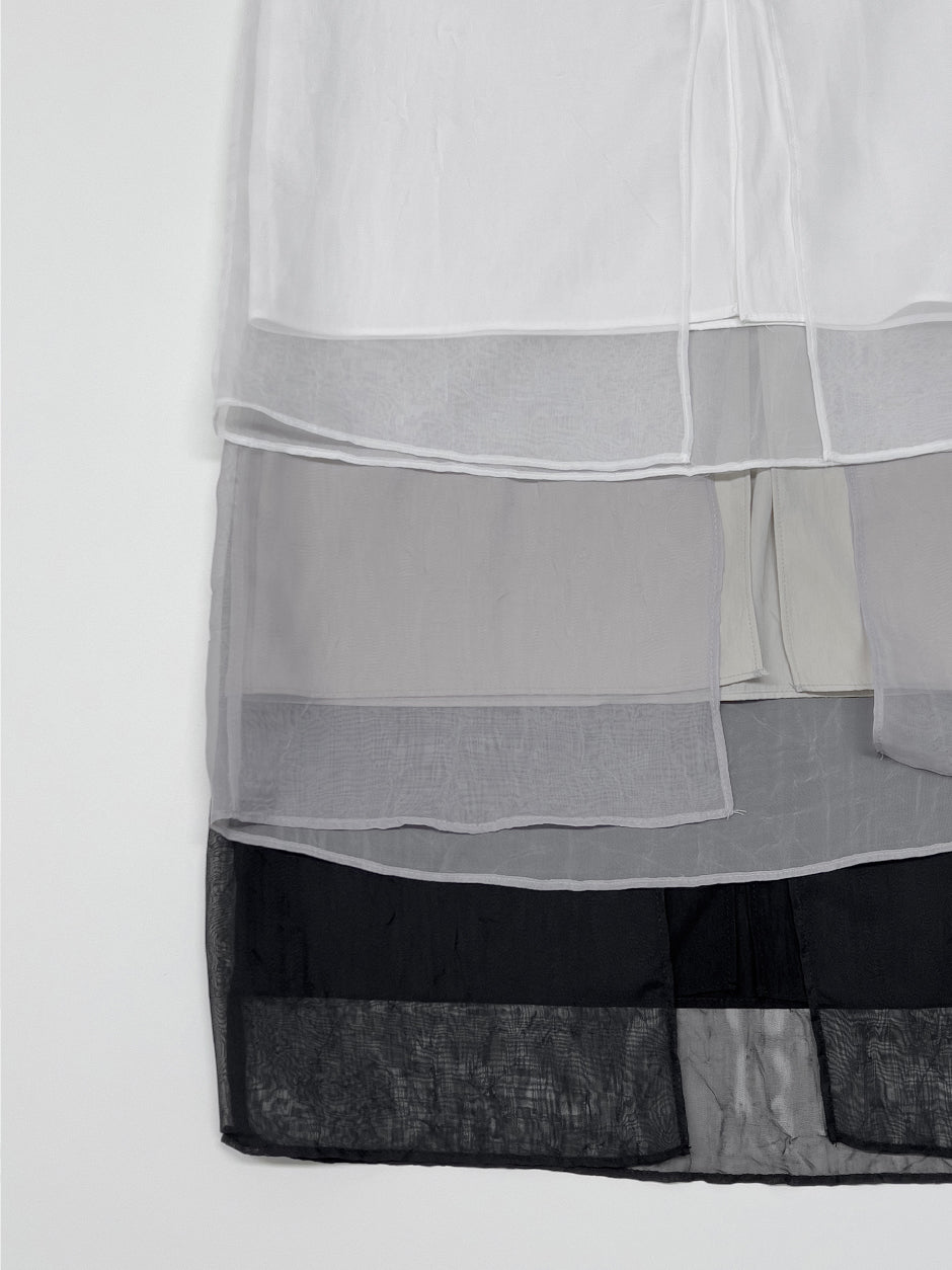 【INCHANT ME】Crack Organza Layered Long Skirt INCHANT ME(インチャントミー) - クラックオーガンザレイヤード