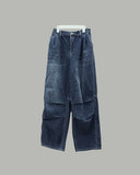 Grayish pin tuck denim pants