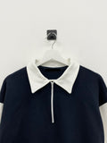 Peach color matching collar zip-up sweatshirt