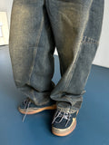 Kale Salt Washing Brushed Balloon Denim Pants